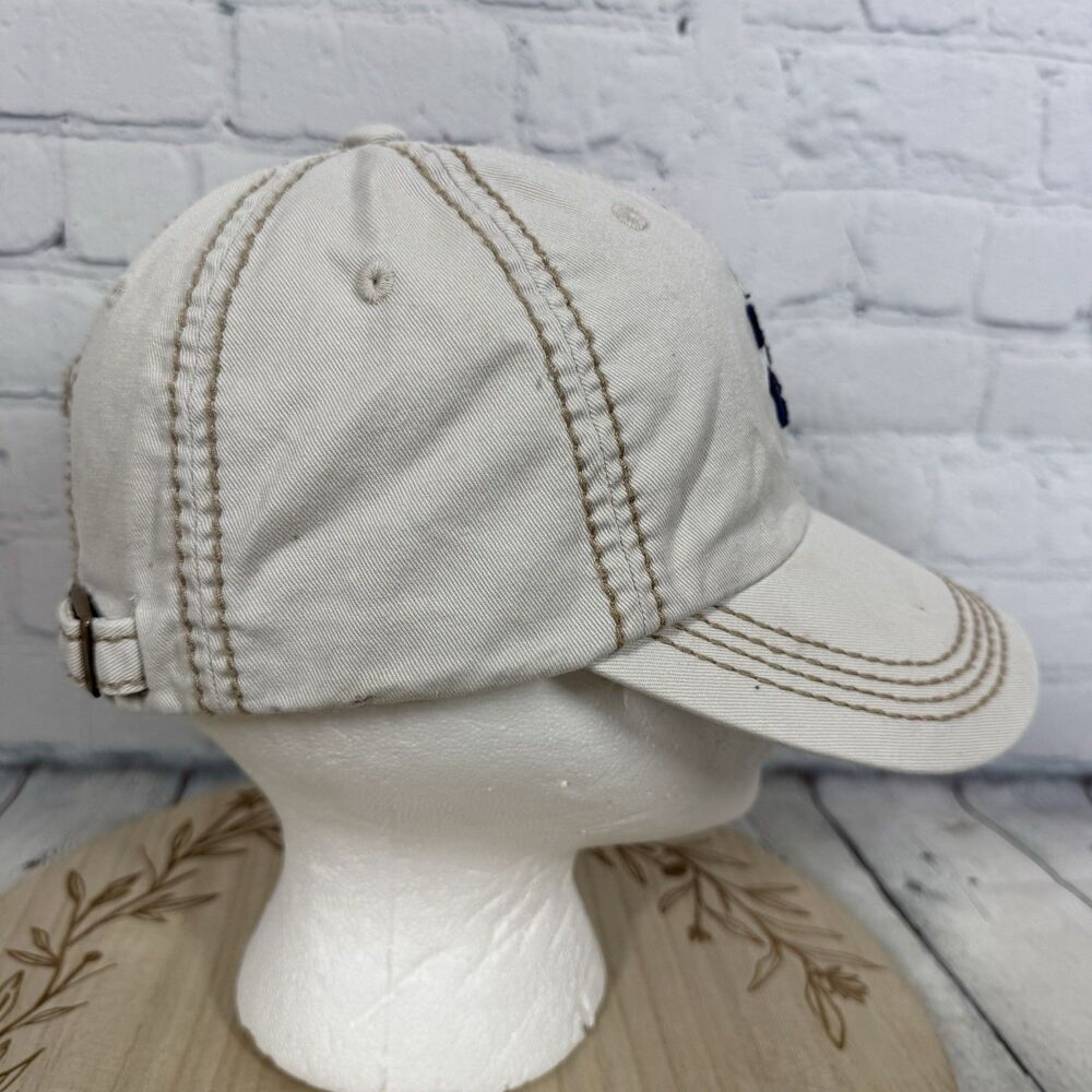 Life is Good Script Spellout Hat Strapback Cap Beige Blue Thick Stitched Outdoor - Picture 4 of 10